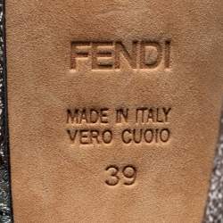 Pre Owned Fendi Silver Textured Fabric Bow Peep Toe Pumps Size 39