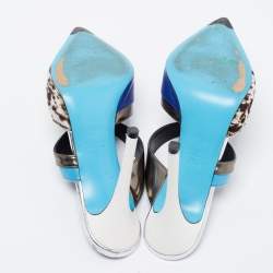 Pre Owned Fendi Multicolor Leather And Calf Hair Roma Mules Sandals Size 35.5