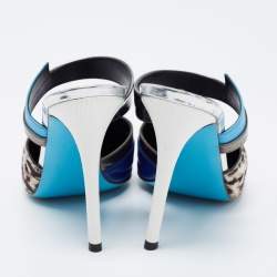 Pre Owned Fendi Multicolor Leather And Calf Hair Roma Mules Sandals Size 35.5