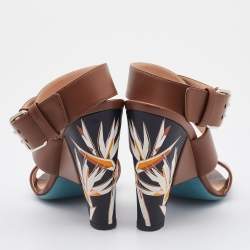 Fendi Brown Leather Open Toe Ankle Strap Sandals Size 40