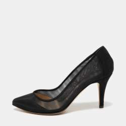 Pre Owned Fendi Black Suede and Mesh Pointed Toe Pumps Size 36
