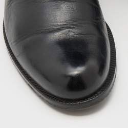 Pre Owned Fendi Black Zucchino Canvas and Leather Knee Length Boots Size 40.5