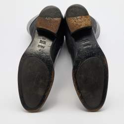 Pre Owned Fendi Black Zucchino Canvas and Leather Knee Length Boots Size 40.5