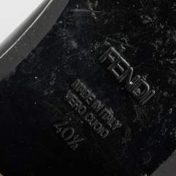 Pre Owned Fendi Black Zucchino Canvas and Leather Knee Length Boots Size 40.5