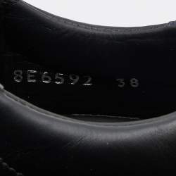 Pre Owned Fendi Black Leather Rockoko Scallop Slip On Sneakers Size 38