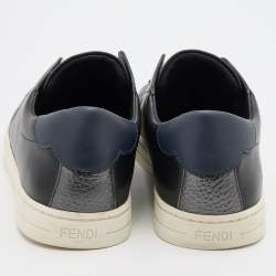 Pre Owned Fendi Black Leather Rockoko Scallop Slip On Sneakers Size 38