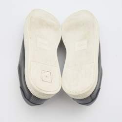 Pre Owned Fendi Black Leather Rockoko Scallop Slip On Sneakers Size 38