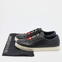 Pre Owned Fendi Black Leather Rockoko Scallop Slip On Sneakers Size 38