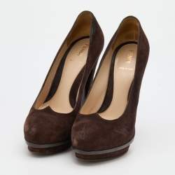 Pre Owned Fendi Brown Suede Pumps Size 38.5