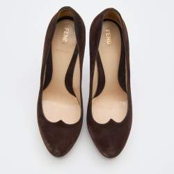 Pre Owned Fendi Brown Suede Pumps Size 38.5