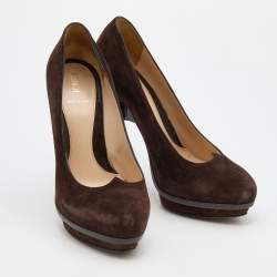 Pre Owned Fendi Brown Suede Pumps Size 38.5