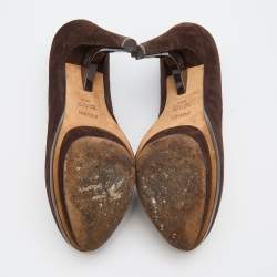 Pre Owned Fendi Brown Suede Pumps Size 38.5