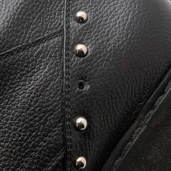 Pre Owned Fendi Black Leather Embellished Buckle Strap Ankle Boots Size 37.5