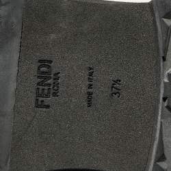Pre Owned Fendi Black Leather Embellished Buckle Strap Ankle Boots Size 37.5