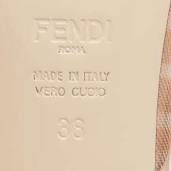 مملوكة مسبقًا Fendi Beige FF Logo Print Mesh and Leather Colibri Mule Size 38