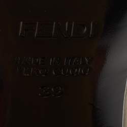 Pre Owned Fendi Black Cut Out Satin T-Strap Pumps Size 39