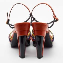 Pre Owned Fendi Multicolor Leather Ankle Strap Sandals Size 39