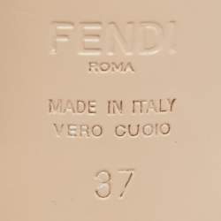 Pre Owned Fendi Cream Leather Buckle Strap Slingback Pumps Size 37