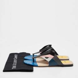 Fendi Multicolor Leather Bug Monster Thong Sandals Size 39