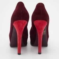 Pre Owned Fendi Burgundy Suede Fendista Platform Pumps Size 38