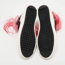 Pre Owned Fendi Multicolor Leather, Suede and Fur Karlito Sneakers Size 40