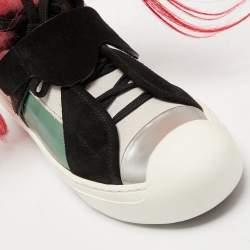 Pre Owned Fendi Multicolor Leather, Suede and Fur Karlito Sneakers Size 40