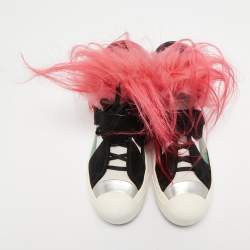 Pre Owned Fendi Multicolor Leather, Suede and Fur Karlito Sneakers Size 40
