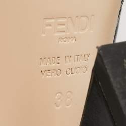 Fendi Black Leather Bow FF Karligraphy Slide Sandals Size 38
