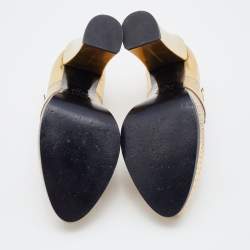 Pre Owned Fendi Metallic Gold Perforated Leather Platform Booties Size 38