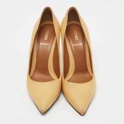 Fendi Yellow Leather Pointed Toe Pumps Size 38
