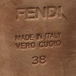 Pre Owned Fendi Metallic Brown Leather Platform FF Pumps Size 38