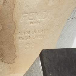 Pre Owned Fendi Silver Leather Marie Antoinette Ankle Boots Size 39