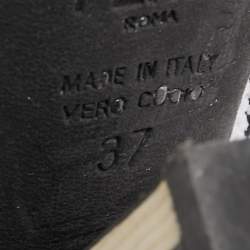 Pre Owned Fendi White/Black Knit Fabric Rockoko Ankle Boots Size 37