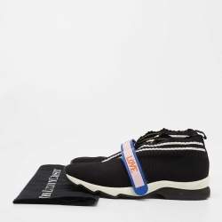 Pre Owned Fendi Black Knit Fabric Rockoko Slip On Sneakers Size 39