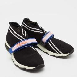 Pre Owned Fendi Black Knit Fabric Rockoko Slip On Sneakers Size 39