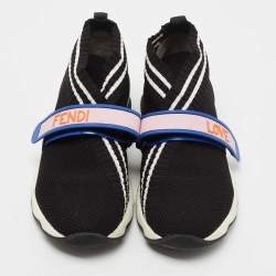 Pre Owned Fendi Black Knit Fabric Rockoko Slip On Sneakers Size 39