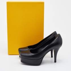 Pre Owned Fendi Black Leather Fendista Pumps Size 36.5