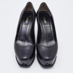 Pre Owned Fendi Black Leather Fendista Pumps Size 36.5
