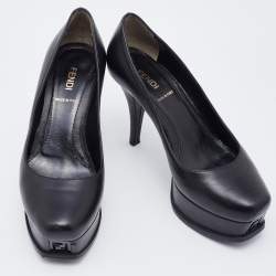 Pre Owned Fendi Black Leather Fendista Pumps Size 36.5