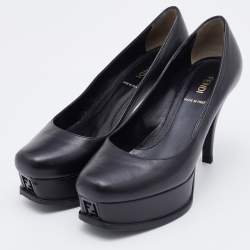 Pre Owned Fendi Black Leather Fendista Pumps Size 36.5