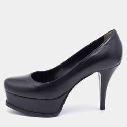 Pre Owned Fendi Black Leather Fendista Pumps Size 36.5