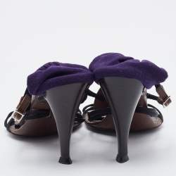 Pre Owned Fendi Multicolor Leather and Fabric Caged Ankle Strap Sandals Size 36.5