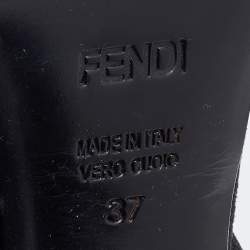 Pre Owned Fendi Black Suede Metal Caged Heel Ankle Strap Platform Sandals Size 37