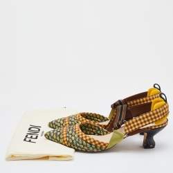 Pre Owned Fendi Multicolor Fabric Colibri Pointed Toe Slingback Pumps Size 41