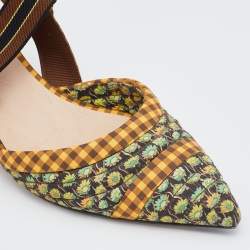 Pre Owned Fendi Multicolor Fabric Colibri Pointed Toe Slingback Pumps Size 41
