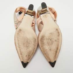 مملوكة مسبقًا Fendi Beige FF Perforated Leather Colibri Slingback Pumps Size 38