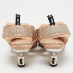 مملوكة مسبقًا Fendi Beige FF Perforated Leather Colibri Slingback Pumps Size 38