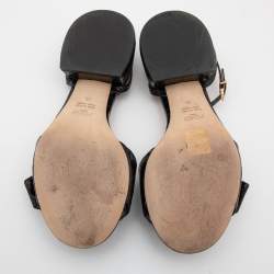 Pre Owned Fendi Black Croc Embossed Leather Promenade Ankle Strap Sandals Size 35