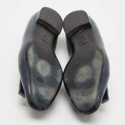 Pre Owned Fendi  Navy Blue Leather Studded Ballet Flats Size 41