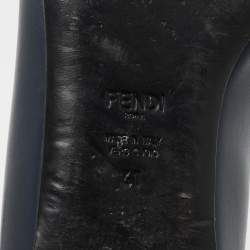 Pre Owned Fendi  Navy Blue Leather Studded Ballet Flats Size 41